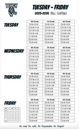 Tuesday-Friday Schedule